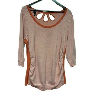 Maurices Orange Stripe Scoop Neck Cut Out Knit Top Women's Size 2 XS